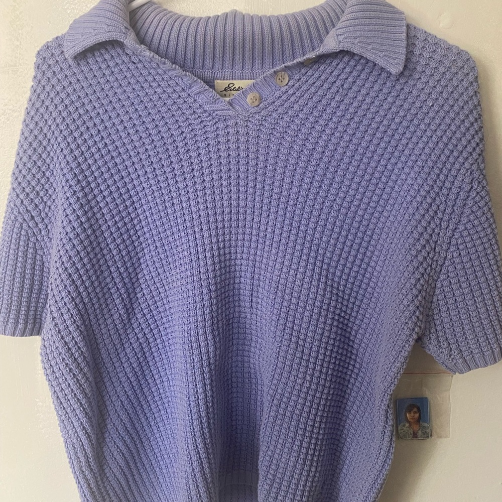 Eddie Bauer Large Purple Crochet Style Sweater